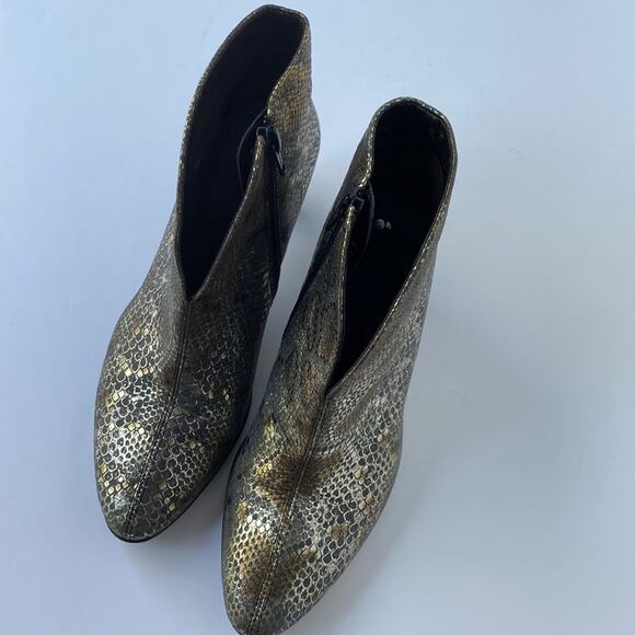 ARA Luftpolster 7 booties fall ankle boots winter heeled RARE Snakeskin metal - Picture 6 of 16